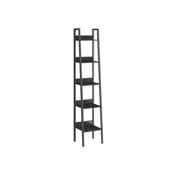 Zwarte boekenkast houtlook - spaanplaat/staal - stevig - 30 x 33,8 x 170 cm