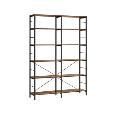 Boekenkast met 6 etages - Houten wandkast - Spaanplaat en staal - 30 x 120 x 172,5 cm