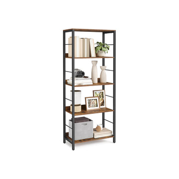 Boekenkast bruin & zwart hout - opbergrek - 30x60x144 cm