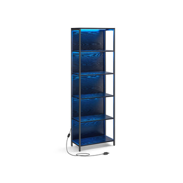 6-laags boekenrek zwart staal spaanplaat 30,3x60x178,6 cm