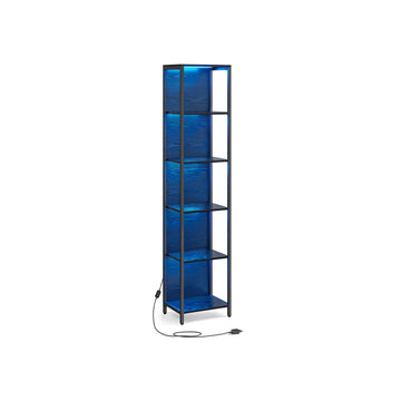 Boekenkast 6 niveaus - Hoge kast - Staal en spaanplaat - 30,3 x 40 x 178,6 cm
