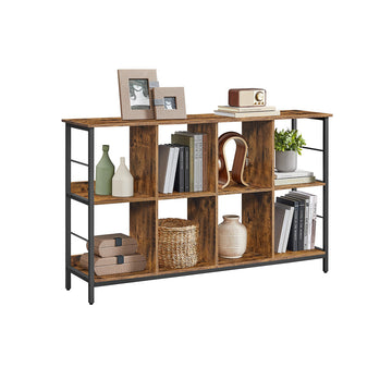 Houten rek - Bruin displayrek - Boekenrek - Stevige opbergruimte - 33 x 132 x 80 cm