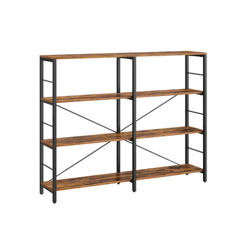 Houten boekenkast - opbergrek - spaanplaat en staal - 120 x 109,4 x 30 cm
