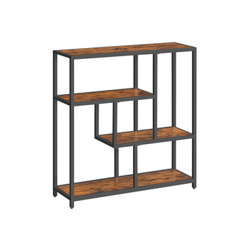 Boekenkast 4 planken vintage bruin-zwart - hout - staal - 30 x 100 x 103 cm