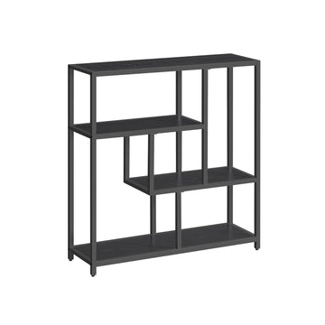 Boekenkast met 4 planken, zwart, spaanplaat en staal, 30 x 100 x 103 cm, stevig