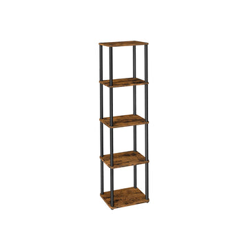 5-laags rek bruin - zwart hout, 23,8 x 38 x 139 cm
