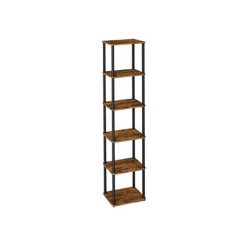 Boekenkast hout bruin en zwart – opbergrek – 23,8 x 38 x 173,4 cm