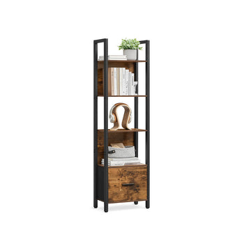 Bruin-zwarte boekenkast 5 niveaus hout 24x40x165 cm