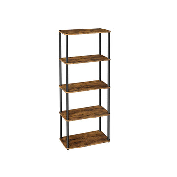 5-laags boekenrek - houten spaanplaat - 23,8 x 60 x 139 cm - bruin/zwart