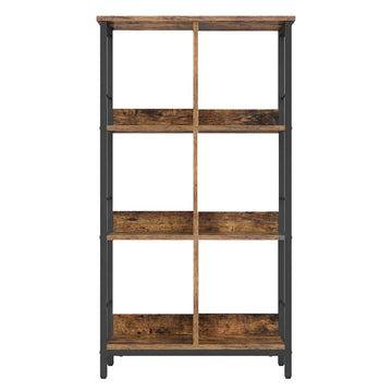 Boekenkast met 3 niveaus en 6 vakken | Bruin-Zwart | 60x30x114 cm