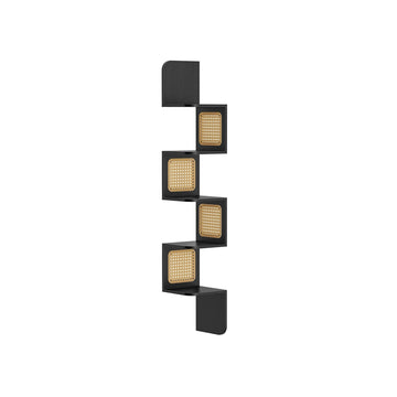 Hoekplank - zwevende wandplank - spaanplaat/PVC - 20 x 20 x 126 cm - zwart, 3,2 kg