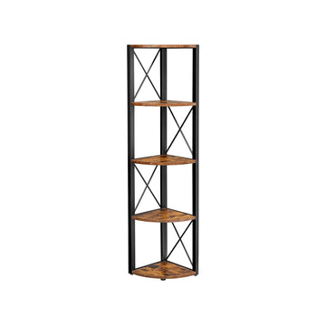 Hoekrek vintage bruin-zwart - staal/spaanplaat - 30 x 30 x 160 cm