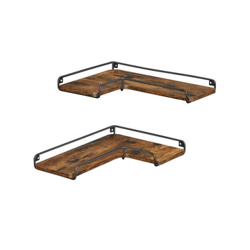 Hoekplank L-vormig - Wandplank - Moderne boekenkast - Vintage bruin-zwart