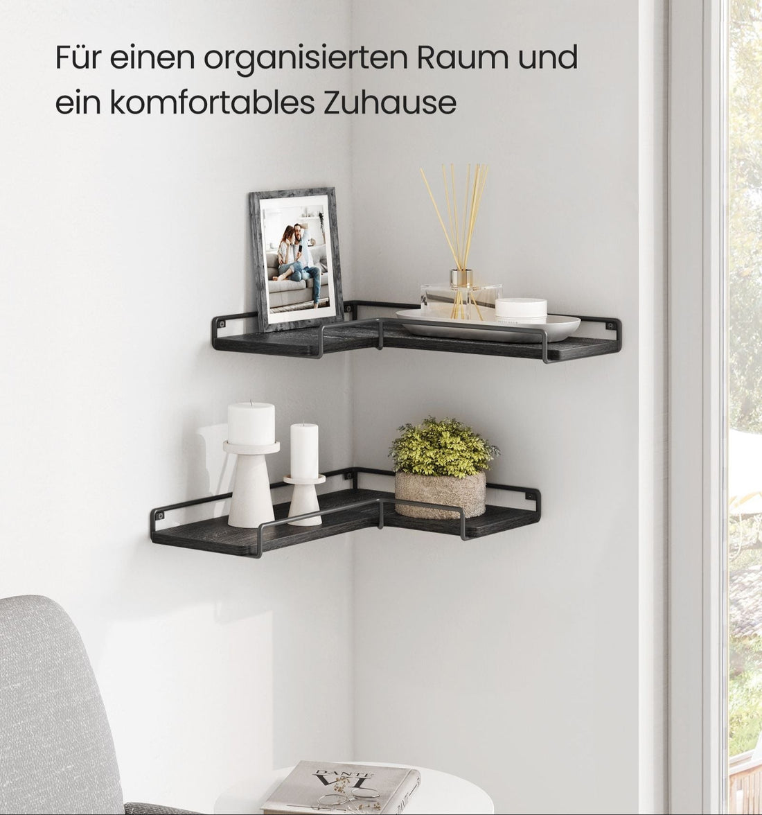 L-förmiges Eckregal – industriell – Wandregal – platzsparend – 40 x 29 x 14 cm