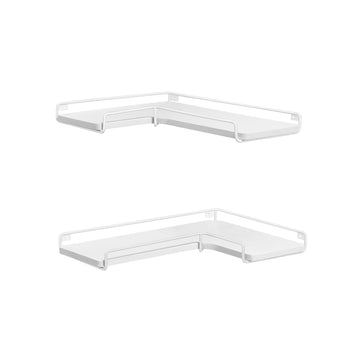 Wandplankenset - zwevende planken - spaanplaat en staal - wolkwit - 40 x 29 x 14 cm