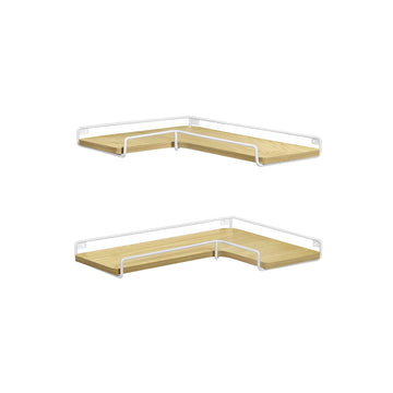 Set van 2 zwevende wandplanken, eikenlook/wolkenwit, 40 x 29 x 14 cm