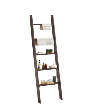 Houten handdoekhouder - handdoekenrek - plank - vintage bruin - 8 x 43,6 x 160 cm