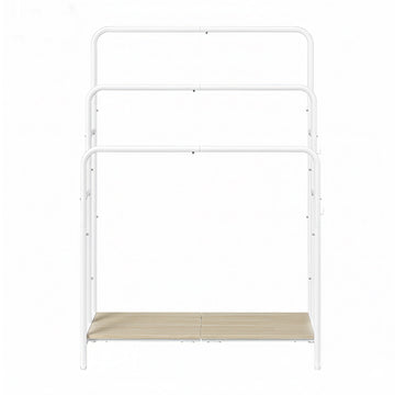 Handdoekhouder met 3 stangen en 2 haken voor woonkamer | Wit-Beige | 70x30x101 cm