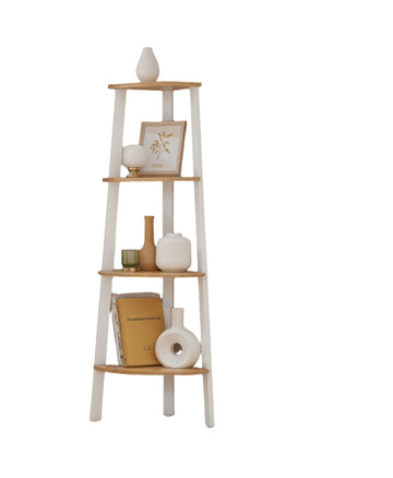 4-laags hoekrek - boekenkast - ruimtebesparend - 33,4 x 33,4 x 125 cm