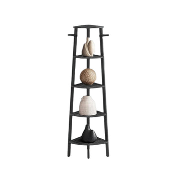 5-laags hoekrek - ruimtebesparend - 37,2 x 37,2 x 159 cm - antracietgrijs/zwart