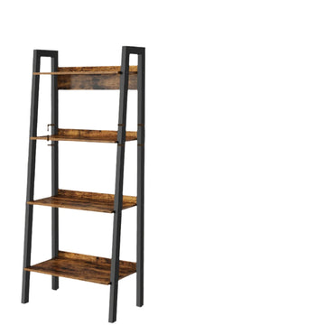 Vintage boekenkast bruin/zwart - smal 4-laags rek - 56 x 34 x 137,5 cm
