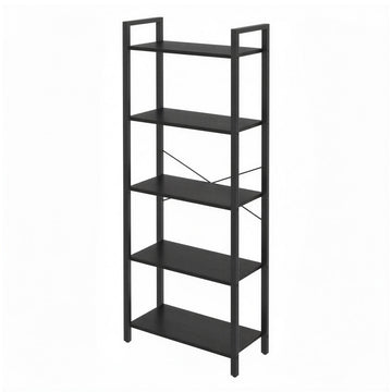 Stellingkast met 5 niveaus, vrijstaand boekenrek | Zwart | 64x30x152,5 cm