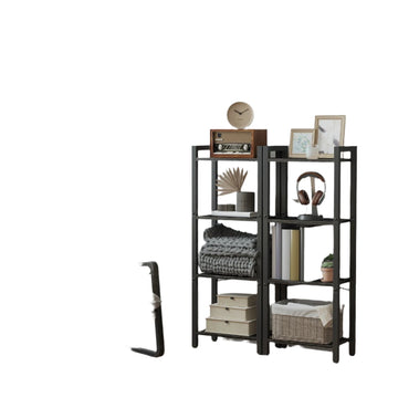 Boekenkast - vrijstaand rek - zwart - 24x40x107 cm - stalen frame
