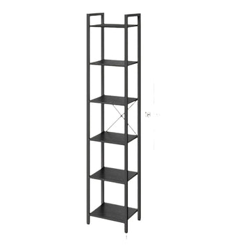 Staande boekenkast - zwart - houtspaanplaat en staal - 30 x 40 x 187,5 cm
