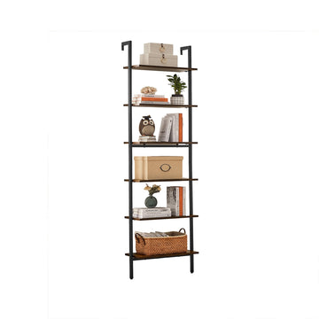6-laags staand rek boekenkast opbergrek | Vintagebruin-Zwart | 60x30x204,8 cm