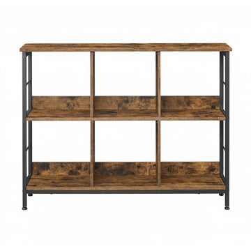 Boekenkast met 6 vakken | Vintagebruin-zwart | 120x33x80 cm