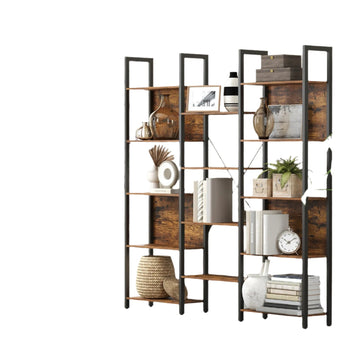 Boekenkast - Staand Rek - Metalen Frame - 14 Ruime Planken - 158 x 24 x 166 cm