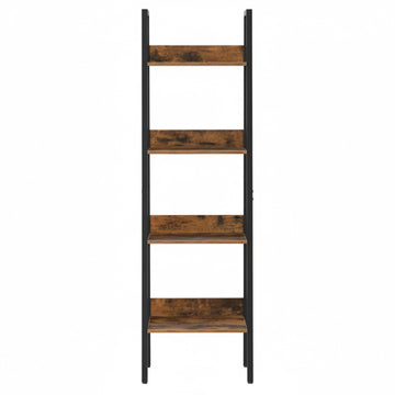 Boekenkast met 4 niveaus, vrijstaand rek | Vintagebruin-Zwart | 30x33,8x140 cm