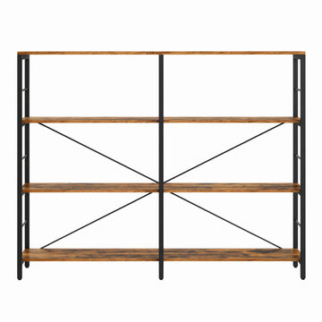 4-laags opbergrek voor woonkamer | Bruin-Zwart | 120x30x109,4 cm