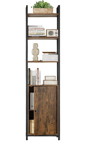 Boekenkast - Opbergrek - Ruimtebesparend - Bruin/Zwart - 24 x 40 x 159,5 cm