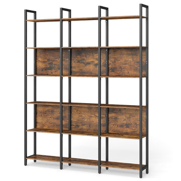 Boekenkast met 5 niveaus, keukenrek, staand rek | Bruin-Zwart | 128x24x154,1 cm