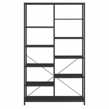 Boekenkast met 5 niveaus en eenvoudige montage | Zwart | 100x30x170 cm