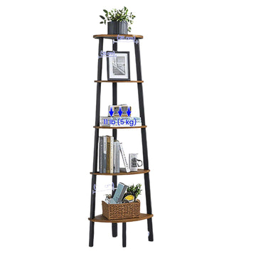 5-laags hoekrek - boekenkast - vintage stijl - ruimtebesparend - 32,5 x 159 x 34 cm