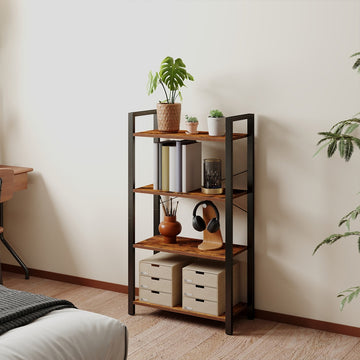 Boekenkast met 4 niveaus | Vintage donkerbruin | 30x66x120 cm