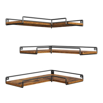 L-vormig hoekwandrek, set van 3 | Bruin | 40x14x29 cm