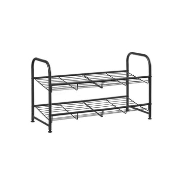 Schoenenrek - metaal - 2 niveaus - zwart - 68,5 x 27,5 x 37 cm