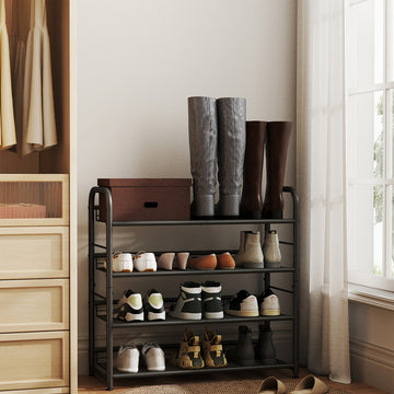 Schoenenrek met 4 niveaus stapelbaar voor 16 paar schoenen | Zwart | 27,5x68,5x65 cm