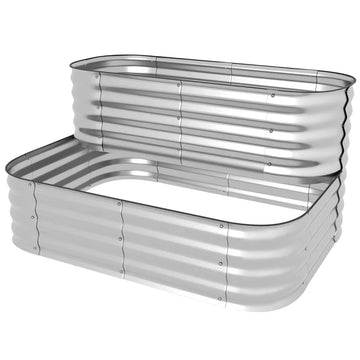 Verhoogde plantenbak met 2 niveaus | Kleur: Zilver | Afmetingen: 90x120x60 cm