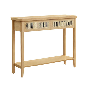 Sidetafel voor hal - MDF, spaanplaat, PVC - 30 x 80 x 100 cm - eikenbeige - 100 kg
