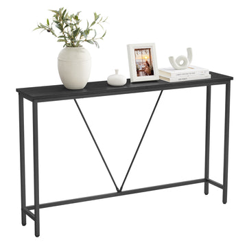 Smalle consoletafel voor hal | Antracietgrijs-inktzwart | 120x23x74 cm