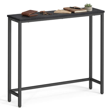 Smalle konsolentafel met eendelig tafelblad | Antracietgrijs-inktzwart | 80x20x81,2 cm