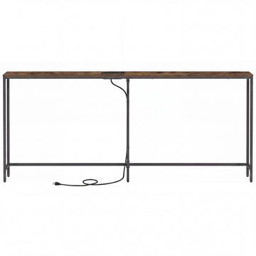 Smalle consoletafel voor hal en woonkamer | Bruin-zwart | 200x15x80 cm