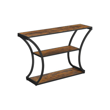 Consoletafel industrieel met 3 planken, bruin-zwart, 120x30x80 cm