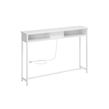 Witte consoletafel met stopcontacten - ruimtebesparend - 100 kg - 25x120x81,1 cm