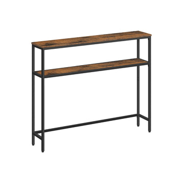 Vintage sidetable bruin-zwart - spaanplaat en staal - 20 x 100 x 80 cm