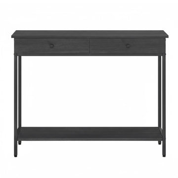 Konsolentafel met 2 metalen laden voor woonkamer of hal | Zwart | 80x30x100 cm